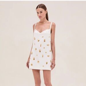 Alexis Larsen White Mini Dress with Gold Accents